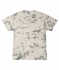 The Colortone TD02M, a short-sleeve tie-dye t-shirt in gray and white, is displayed flat against a plain background.