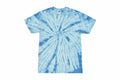 The Colortone TD02M T-shirt, featuring a blue and white spiral tie-dye pattern, is laid flat against a plain background.