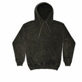 The Colortone TD31M, a dark gray hoodie with a distressed style featuring a front pocket and drawstrings on the hood, is laid flat against a white background.