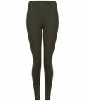 Tombo TL370 high-waisted leggings in olive green showcased on a white background.