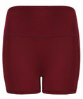 TL372 high-waisted spandex shorts in dark red by Tombo, displayed against a white background.
