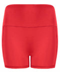 Tombo's TL372 bright red high-waisted shorts, featuring a smooth and seamless design, are displayed against a plain background.