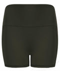 Introducing the TL372 by Tombo: a sleek pair of dark green, high-waisted shorts. Crafted with a smooth-textured fabric that offers a soft and stretchy feel, these shorts are perfect for both athletic and casual occasions. Featuring a wide waistband and a simple, minimalist design without visible embellishments, they offer comfort and style in one.