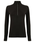 A Tombo TL563 pullover featuring a black long-sleeve design, high collar, and front zipper.