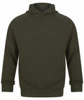 A Tombo TL710 hoodie in dark green with long sleeves and a front pocket, set against a white backdrop.