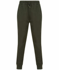 The Tombo TL720 dark green sweatpants feature an elastic waistband, a drawstring, and ribbed cuffs at the ankles, displayed against a white background.