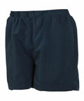Tombo TL80F shorts in navy blue featuring an elastic waistband and side pockets.