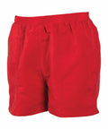 Tombo TL80F red shorts featuring an elastic waistband, displayed on a white background.