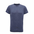 A plain, short-sleeve T-shirt with a crew neck in dark blue heather, displayed against a white background, from Tri-Dri's TR010 collection.