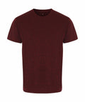A plain, dark maroon T-shirt from Tri-Dri, model TR010, featuring short sleeves and a classic crew neckline. Displayed against a white background, it showcases a simple design with no visible logos or designs.