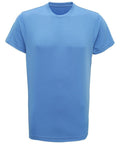 The Tri-Dri TR010 T-shirt, a plain light blue garment featuring short sleeves and a crew neckline, is showcased against a white background. Its simplicity and lack of adornment emphasize the shirt's color and cut.