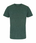 A plain dark green TR010 T-shirt by Tri-Dri features short sleeves and a round neckline, set against a white background. The fabric looks soft and slightly textured.