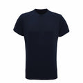 The Tri-Dri TR010 T-shirt, featuring short sleeves and a crew neckline, is presented against a white background in plain black.