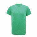 A plain green T-shirt from the Tri-Dri brand, product code TR010, is displayed against a white background. The shirt features short sleeves and a crew neck, with no visible logos or markings.