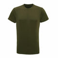 A plain olive green Tri-Dri t-shirt with short sleeves and a round neckline, displayed against a white background (Product Name: TR010).