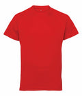 Tri-Dri's product, TR011, is a plain red T-shirt displayed on a white background.