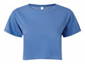 A Tri-Dri TR019 blue crop top T-shirt displayed on a white background.
