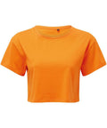 The TR019 by Tri-Dri is an orange cropped T-shirt featuring short sleeves and a round neckline.