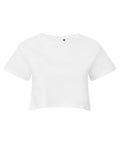 The Tri-Dri TR019 product is a plain white, short-sleeve cropped t-shirt featuring a simple crew neckline and smooth texture, showcased against a white background.