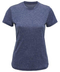 A plain blue short-sleeve T-shirt from Tri-Dri, featuring a round neckline and a slightly fitted cut for a simple and casual style, is displayed against a white background. The product is identified as TR020.