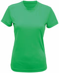 A Tri-Dri TR020 green T-shirt displayed on a white background.