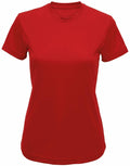 Product Data: A Tri-Dri TR020 plain red, short-sleeved crew neck t-shirt displayed against a white background.