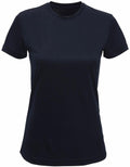 A Tri-Dri TR020 T-shirt in solid black, featuring short sleeves and a round neckline, showcased on a white background. The material looks smooth and offers a slightly fitted silhouette.