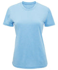 The Tri-Dri TR020 T-shirt is a light blue, short-sleeved top featuring a simple round neckline. It boasts a comfortable and casual design, perfect for everyday wear, with soft and lightweight fabric.