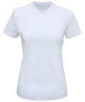 The Tri-Dri TR020 is a plain white short-sleeve T-shirt featuring a classic round neckline and designed for a standard fit, showcased against a white background.