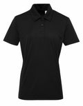 The TR022 by Tri-Dri is a simple black short-sleeve polo shirt featuring a collar and three buttons.