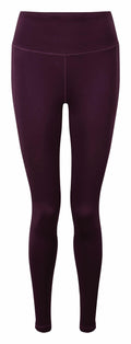 A pair of TR031 leggings in dark purple by Tri-Dri, showcased against a white background.