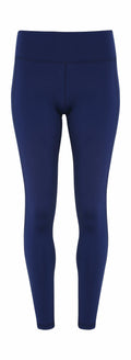 A pair of Tri-Dri TR031 leggings in plain navy blue, showcased against a white background. These leggings feature a high waistband and a seamless design for a sleek appearance.
