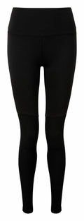 Tri-Dri's TR039 black high-waisted leggings with a seamless design displayed against a white background.