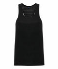 A black sleeveless Tri-Dri TR041 with a rounded neckline and small, evenly spaced perforations on the upper back area.