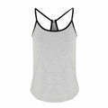 The Tri-Dri TR043 is a light gray tank top featuring black trim and a racerback design.