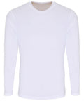 The Tri-Dri TR050 long-sleeve shirt in plain white is displayed against a white background.