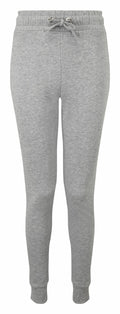 The Tri-Dri TR055 sweatpants in gray feature an elastic waistband with a drawstring, displayed from the front view.