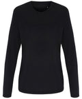 The Tri-Dri TR060 shirt, featuring a plain black design with long sleeves and a round neckline, is displayed against a white background.
