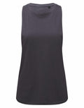 The Tri-Dri TR061 is a sleeveless black tank top featuring a round neckline, set against a plain white background.