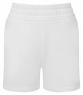 The TR062 shorts from Tri-Dri are featured against a plain background, showcasing their minimalist design. These white shorts come with an elastic waistband, making them ideal for casual wear.