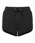 The TR063 black drawstring shorts by Tri-Dri feature an elastic waistband and are displayed against a white background.