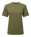 Tri-Dri's TR064 olive green short-sleeved T-shirt displayed on a plain white background.