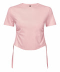 A Tri-Dri pink short-sleeve top with side drawstrings, product code TR069.