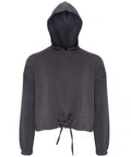 The TR085, a dark gray hooded sweatshirt by Tri-Dri, features a drawstring at the waist and is showcased against a white background.