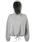 The Tri-Dri TR085 is a plain gray hoodie featuring a drawstring at the waist and a hood. It comes with long sleeves and offers a relaxed fit.