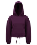 A Tri-Dri TR085 hoodie, featuring a drawstring hem and large hood, is displayed against a plain white background. This purple sweatshirt has long sleeves and offers a relaxed fit.