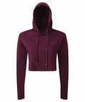 A maroon cropped hoodie with long sleeves and a hood, the TR088 by Tri-Dri.