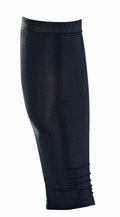 TR093 by Tri-Dri, a black compression calf sleeve, is displayed standing upright against a white background.