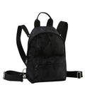 The TR094 by Tri-Dri is a small black camouflage backpack featuring adjustable straps and a front zippered pocket.