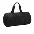 Tri-Dri TR099 duffel bag in black camo pattern, featuring a zipper closure, black handles, and a side net pocket.